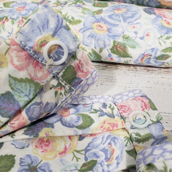 Pair of Laura Ashley Quartet Pastel Floral Curtain Panels with Tiebacks  82 X 84 - Picture 4 of 7